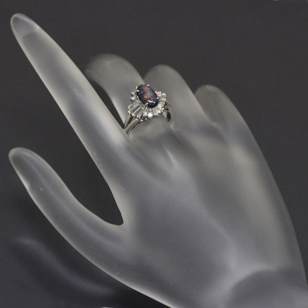 三越 Pt900 ブラック オパール ダイヤモンド リング 1.06ct D0.61ct