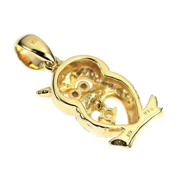 K18YG ダイヤモンド ペンダントトップ 0.15ct ふくろう