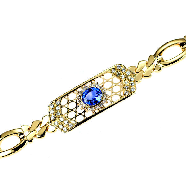 K18YG サファイア ダイヤモンド ブレスレット 0.83ct D0.36ct
