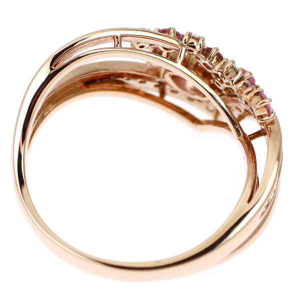K18PG ピンクサファイア ピンクトルマリン ダイヤモンド リング 0.454