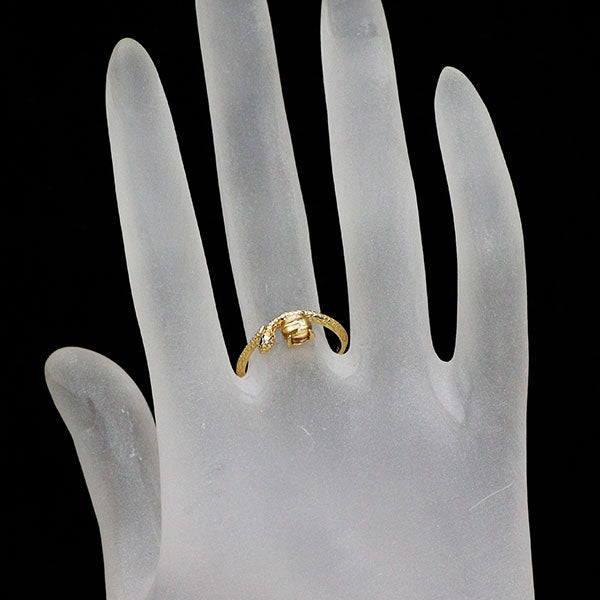 K18YG ルチルクオーツ ダイヤモンド リング 0.71ct D0.01ct 蛇