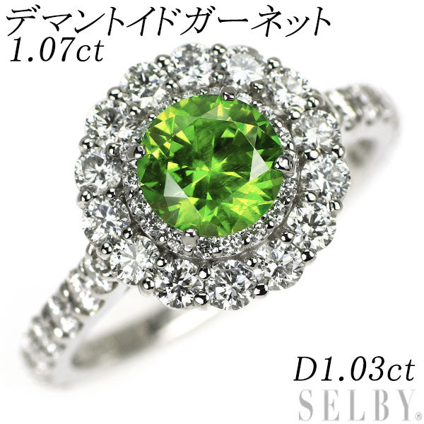 希少 Pt900 デマントイドガーネット ダイヤモンド リング 1.07ct D1.03ct