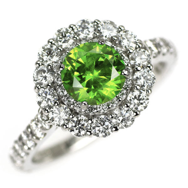 希少 Pt900 デマントイドガーネット ダイヤモンド リング 1.07ct D1.03ct