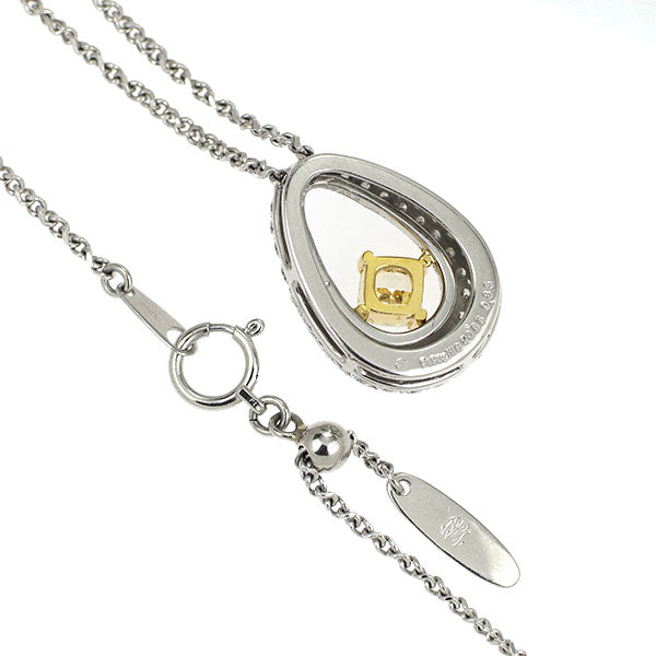 モニッケンダム K18YG/ Pt900/ Pt850 天然イエロー ダイヤモンド ペンダントネックレス 0.385ct D0.85ct