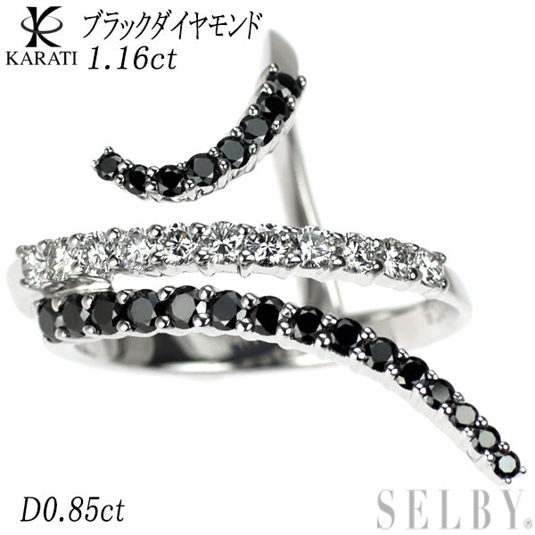 カラッチ K18WG ブラックダイヤモンド リング 1.16ct D0.85ct