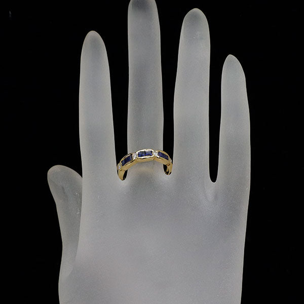 SUWA K18YG サファイア ダイヤモンド リング 0.82ct D0.20ct