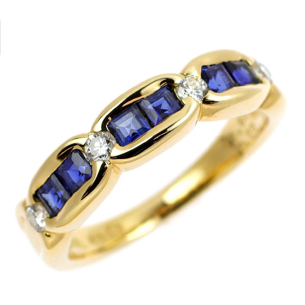 SUWA K18YG サファイア ダイヤモンド リング 0.82ct D0.20ct