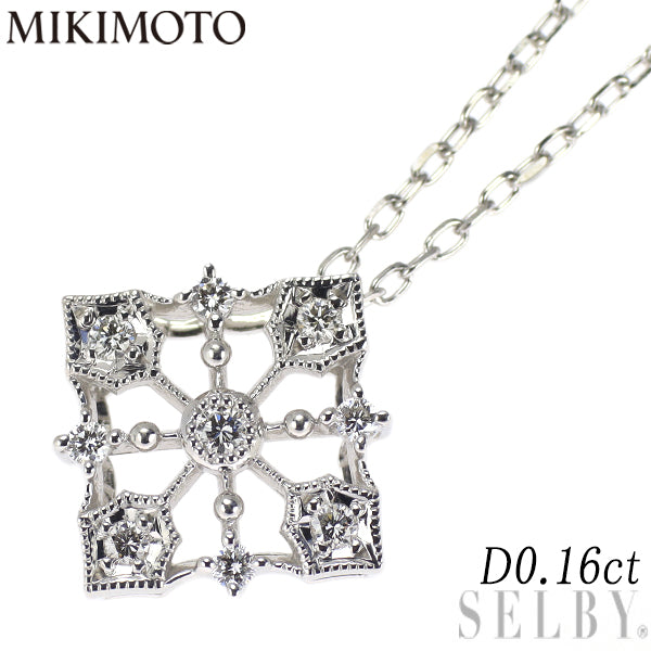 ミキモト K18WG ダイヤモンド ペンダントネックレス 0.16ct