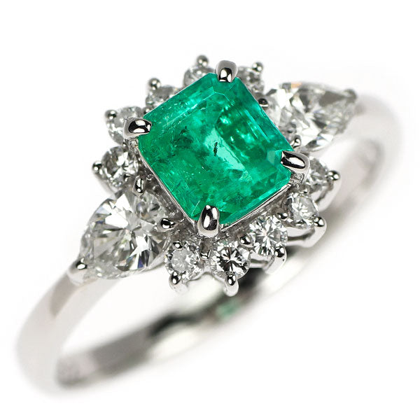 田崎真珠 Pt900 エメラルド ダイヤモンド リング 0.92ct D0.69ct
