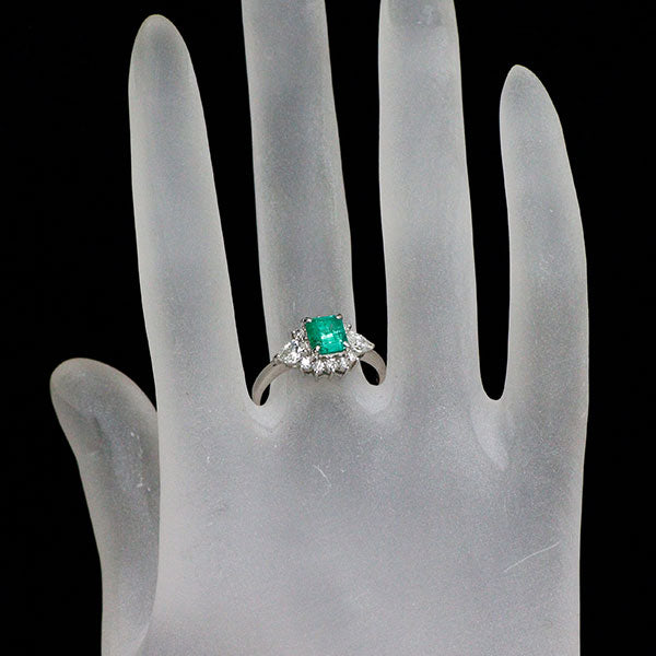 田崎真珠 Pt900 エメラルド ダイヤモンド リング 0.92ct D0.69ct