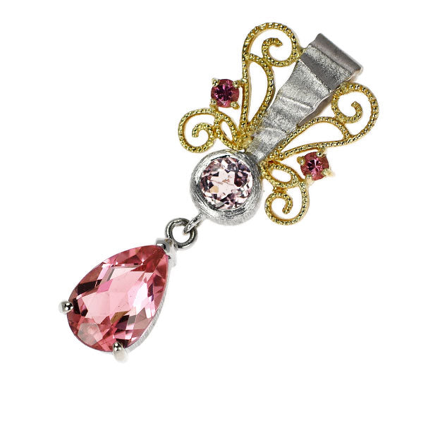若菜英司 K18YG/WG ピンクトルマリン スピネル ペンダントトップ 1.33ct SP0.28ct T0.06ct