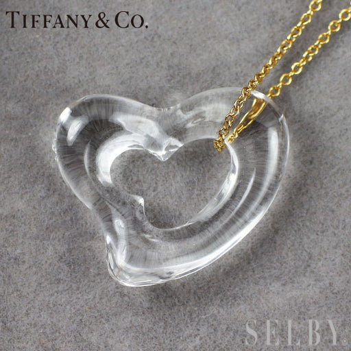 ティファニーネックレスオープンハートロッククリスタルK18YG