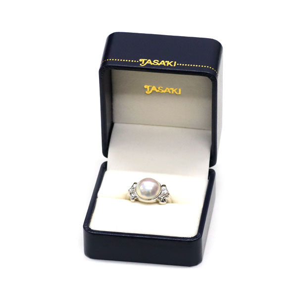 田崎真珠 Pt900 マベ 真珠 ダイヤモンド リング 径約11.1mm D0.09ct