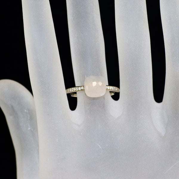 ポメラート K18WG ミルキー クオーツ ダイヤモンド リング ヌードミルキー 56号 《セルビー銀座店》【中古】