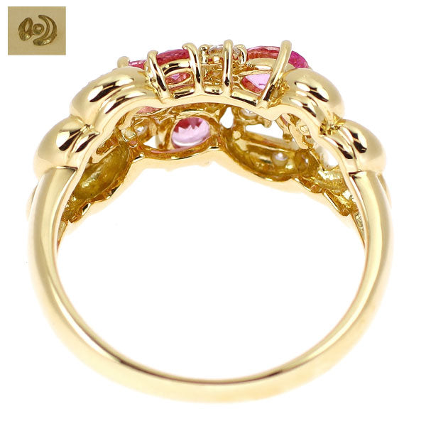 田崎真珠 K18YG ピンクサファイア ダイヤモンド リング D0.15ct