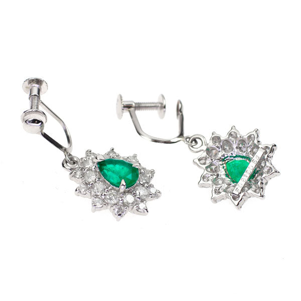 Pt900 エメラルド ダイヤモンド イヤリング 1.13ct D1.08ct