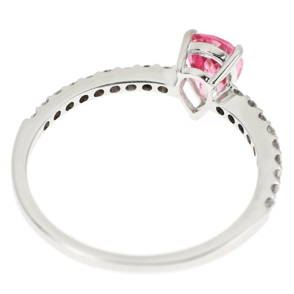 Pt900 ペアシェイプ ピンクスピネル ダイヤモンド リング 0.81ct D0.20ct
