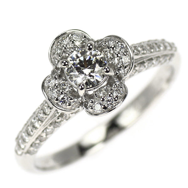 Pt950 ダイヤモンド リング 0.224ct D0.34ct フラワー マイクロパヴェ