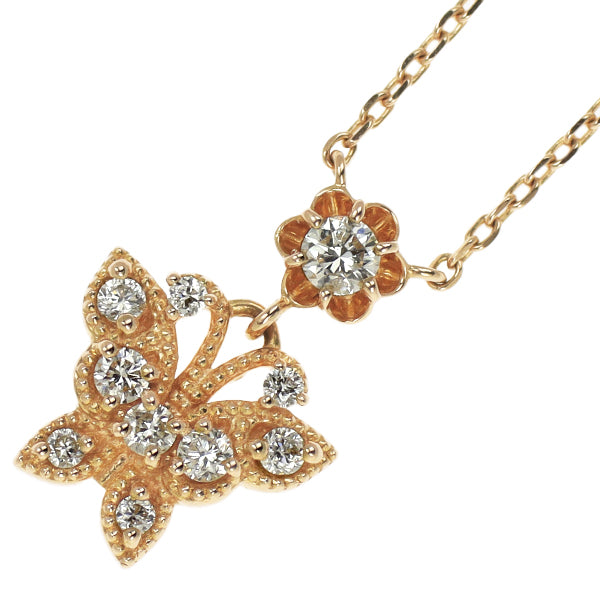 アナスイ K18PG ダイヤモンド ペンダントネックレス 蝶/バタフライ