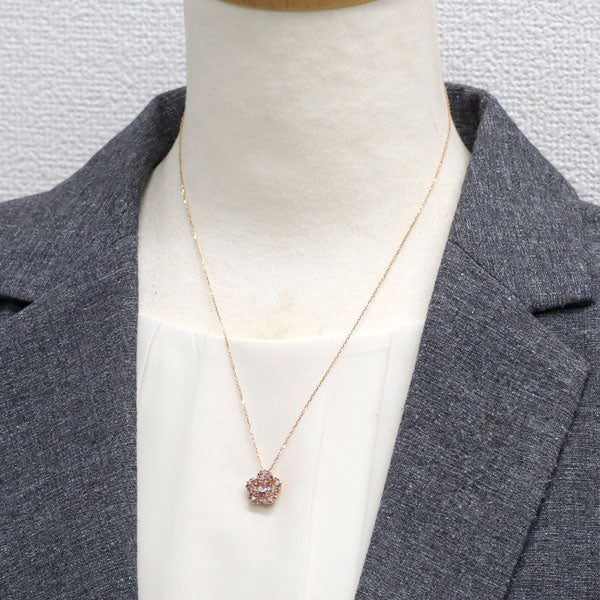 K18PG ピンクサファイア ダイヤモンド ペンダントネックレス 0.40ct  D0.08ct  フラワー