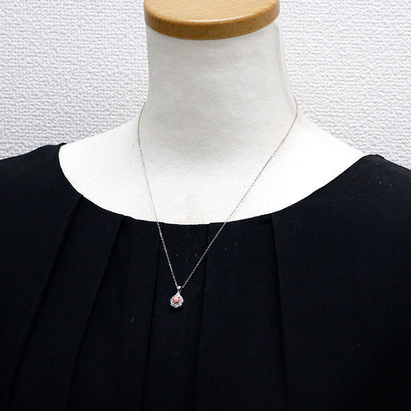 Pt コンクパール ダイヤモンド ペンダントネックレス 0.39ct D0.40ct