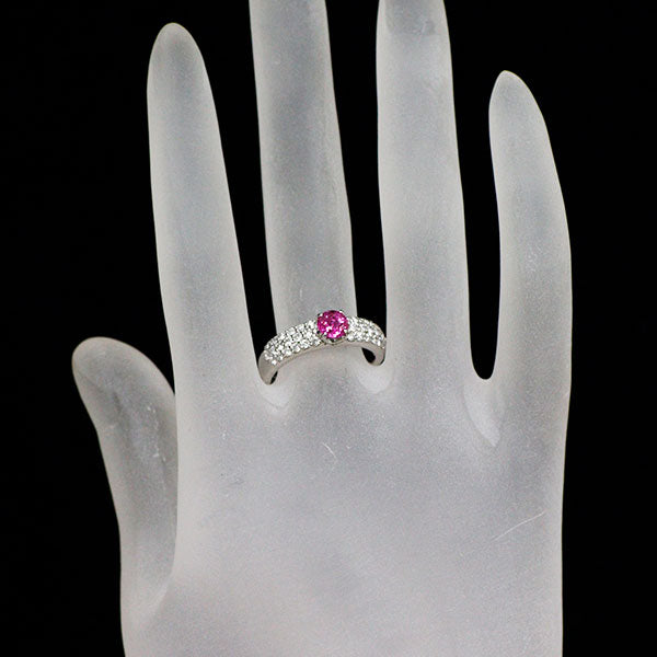 Pt900 ピンクサファイア ダイヤモンド リング 0.666ct D0.47ct