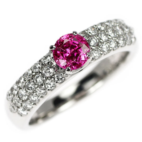Pt900 ピンクサファイア ダイヤモンド リング 0.666ct D0.47ct