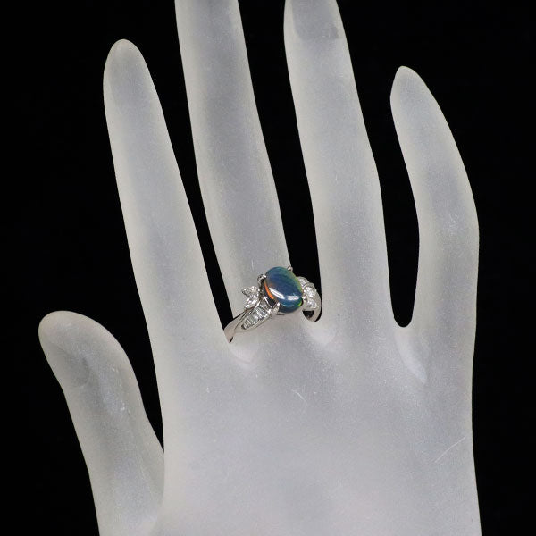 Pt900 ブラックオパール ダイヤモンド リング 1.48ct D0.41ct