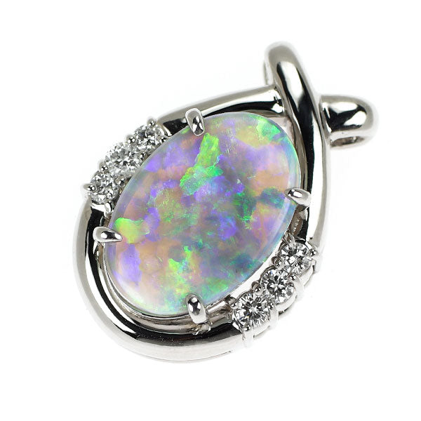 Pt900 オパール ダイヤモンド ペンダントトップ 2.54ct D0.21ct