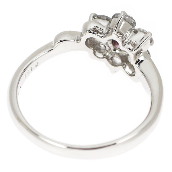 希少 Pt900 天然ピンクパープル ダイヤモンド リング 0.136ct FIPP I1 D0.85ct フラワー