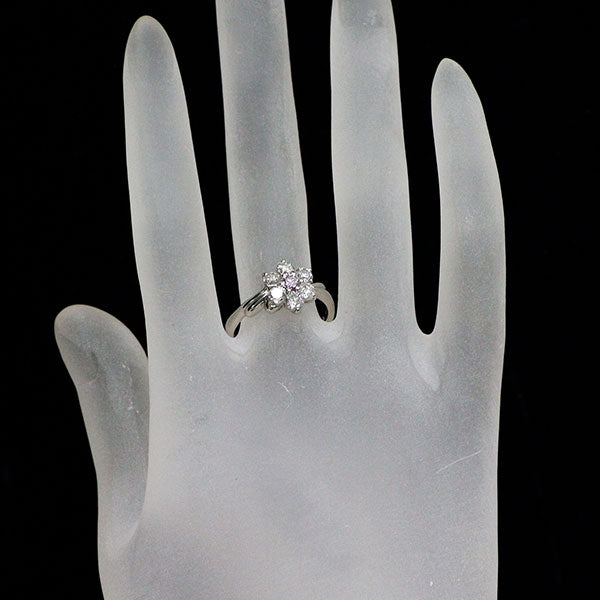 希少 Pt900 天然ピンクパープル ダイヤモンド リング 0.136ct FIPP I1 D0.85ct フラワー