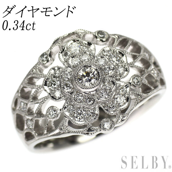 Pt950 ダイヤモンド リング 0.34ct フラワー