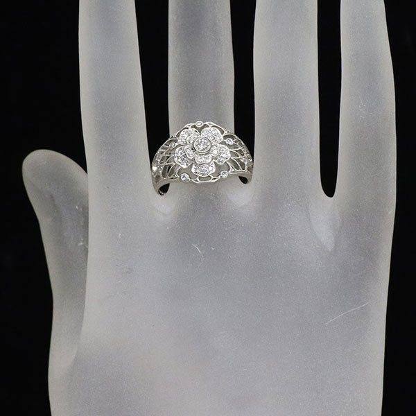 Pt950 ダイヤモンド リング 0.34ct フラワー