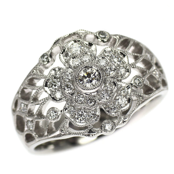 Pt950 ダイヤモンド リング 0.34ct フラワー