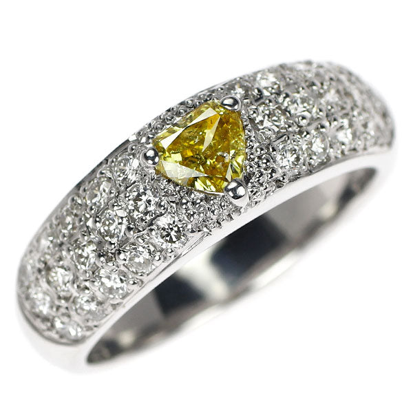 K18WG 天然イエローダイヤモンド リング 0.36ct D0.60ct