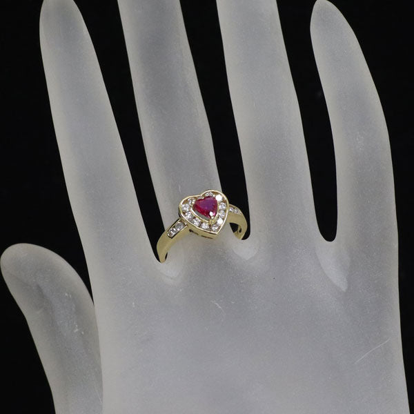 K18YG ルビー ダイヤモンド リング 0.39ct D0.54ct ハート — セルビー  