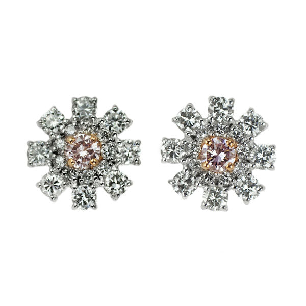 Pt900 天然ピンクダイヤ ダイヤモンド ピアス 0.141ct LPP Sl2 / l1 D0.54ct