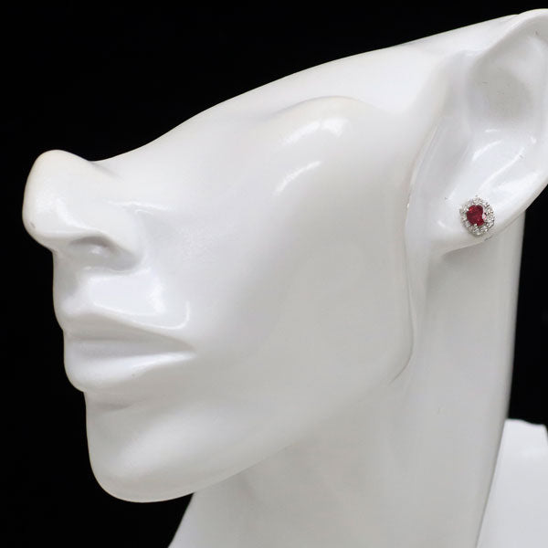 Pt900 ルビー ダイヤモンド ピアス 0.96ct D0.22ct