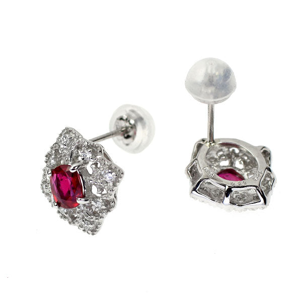 Pt950/Pt900 ルビー ダイヤモンド ピアス 0.87ct D0.12ct