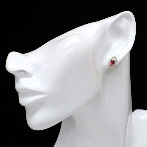 Pt950/Pt900 ルビー ダイヤモンド ピアス 0.87ct D0.12ct