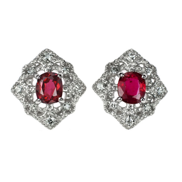 Pt950/Pt900 ルビー ダイヤモンド ピアス 0.87ct D0.12ct