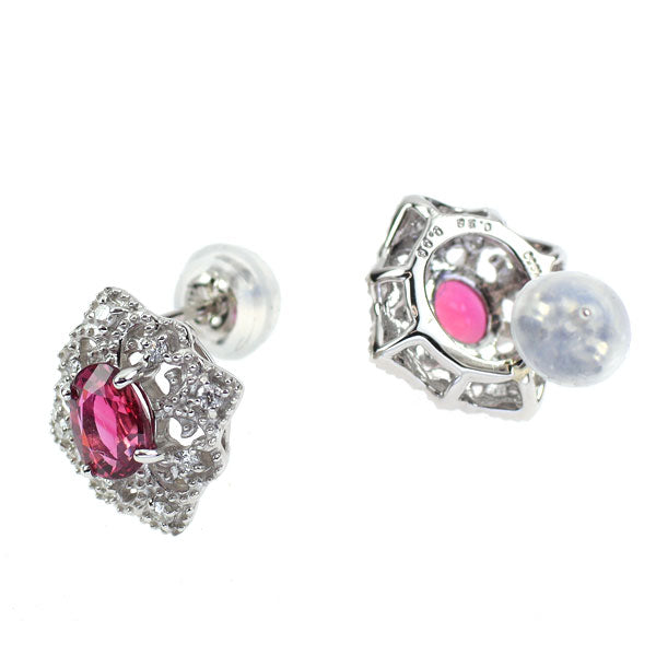 Pt950/ Pt900 ルビー ダイヤモンド ピアス 0.88ct D0.12ct