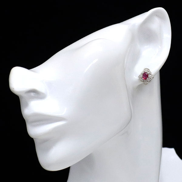 Pt950/ Pt900 ルビー ダイヤモンド ピアス 0.88ct D0.12ct