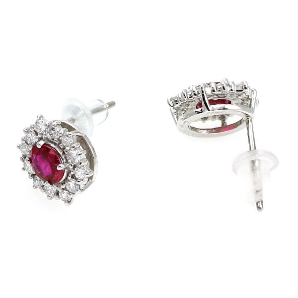 Pt950/ Pt900 ルビー ダイヤモンド ピアス 0.72ct D0.34ct