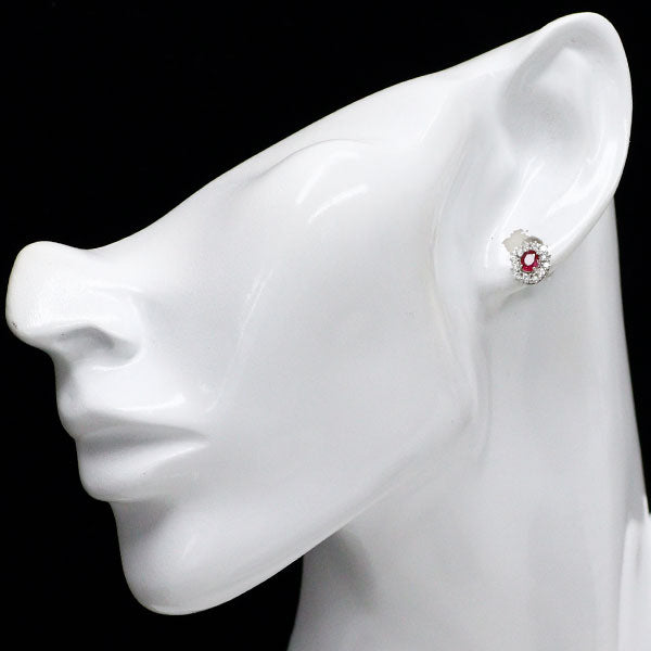 Pt950/ Pt900 ルビー ダイヤモンド ピアス 0.72ct D0.34ct