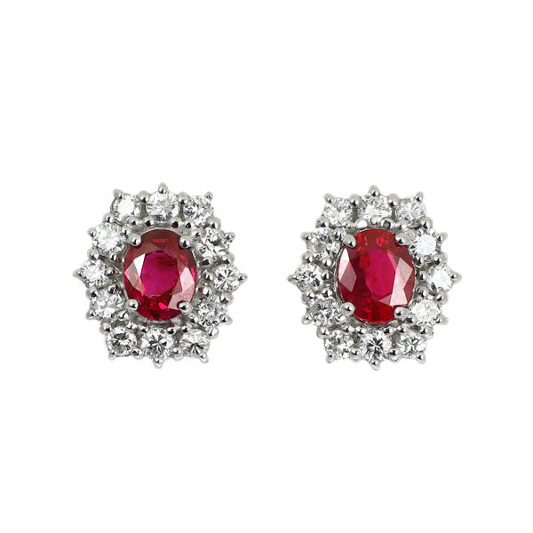 Pt950/ Pt900 ルビー ダイヤモンド ピアス 0.72ct D0.34ct