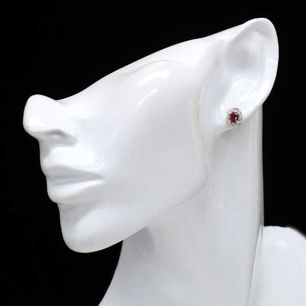 Pt900/ Pt950 ルビー ダイヤモンド ピアス 1.00ct D0.30ct