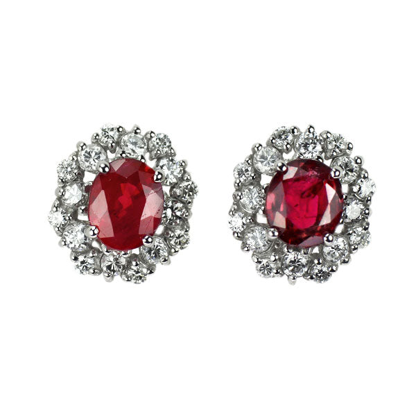 Pt900/ Pt950 ルビー ダイヤモンド ピアス 1.00ct D0.30ct