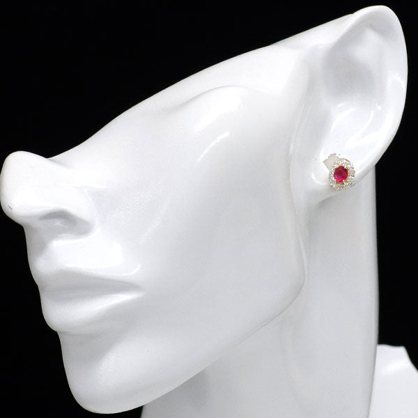 K18YG ルビー ダイヤモンド ピアス 0.73ct D0.66ct
