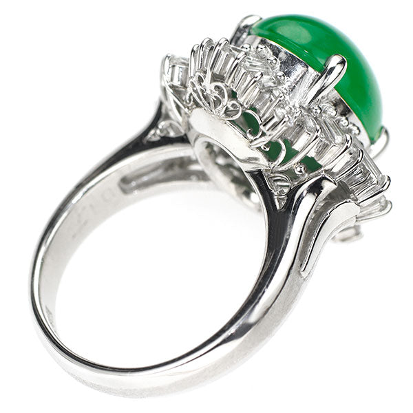 Pt900 翡翠 ダイヤモンド リング D1.71ct 陽刻ヴィンテージ製品 昭和レトロ ハンドメイド【ヒスコレ】